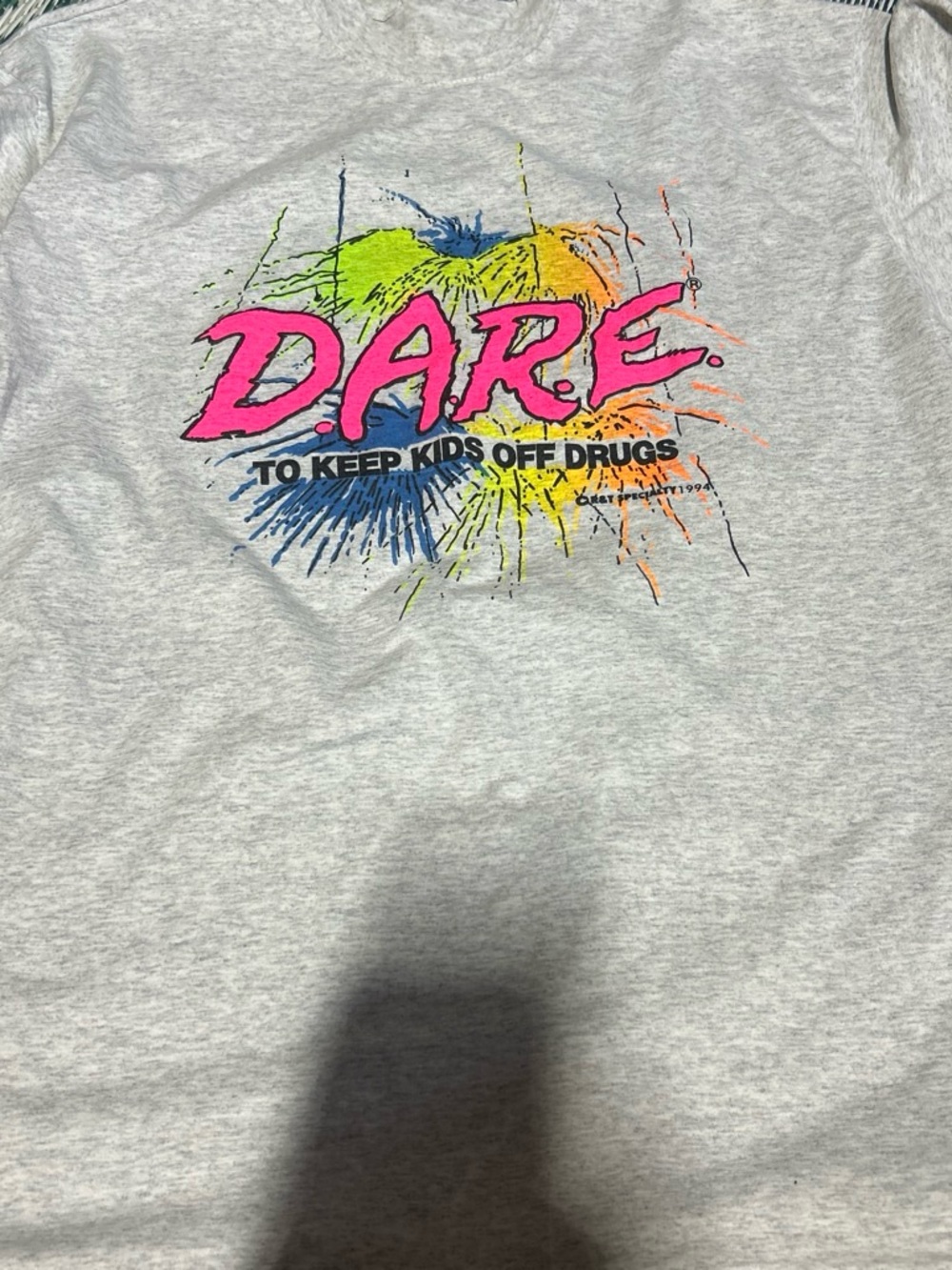 Vintage 1994 DARE Graphic Tee with Neon Burst Print